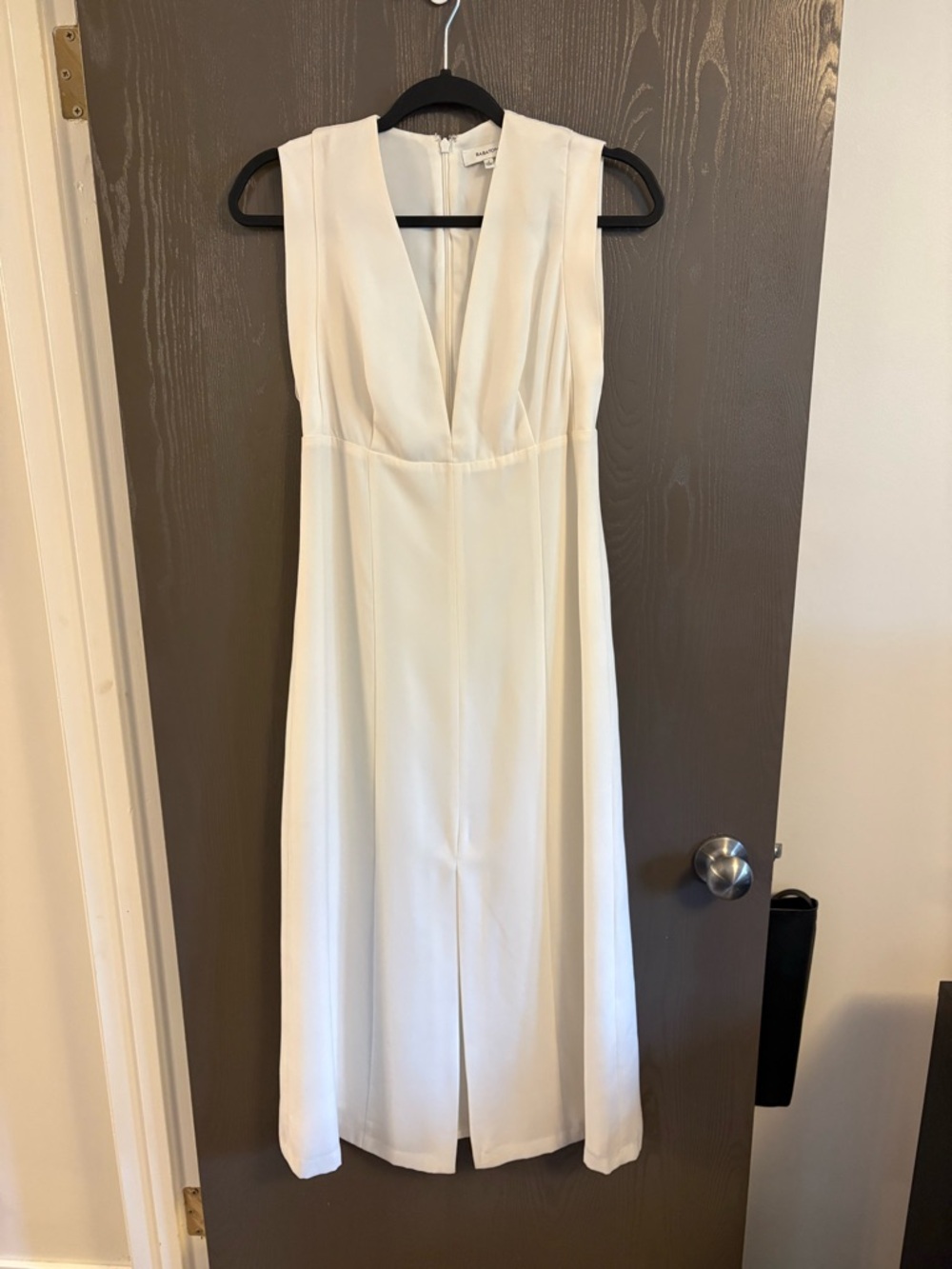 Babaton Cream Sleeveless Plunging V-Neck Midi Dress